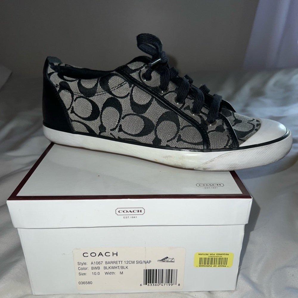 Coach black and white sneakers size 10
